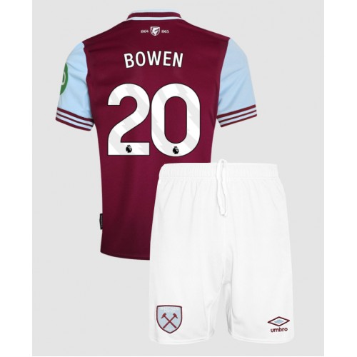 Fotballdrakt Barn West Ham United Jarrod Bowen #20 Hjemmedraktsett 2024-25 Kortermet (+ Korte bukser)